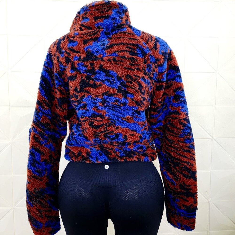 Lululemon Women Camo Jacquard Scuba Oversized Fleece Funnel Neck Pullover M/L - Picture 5 of 9